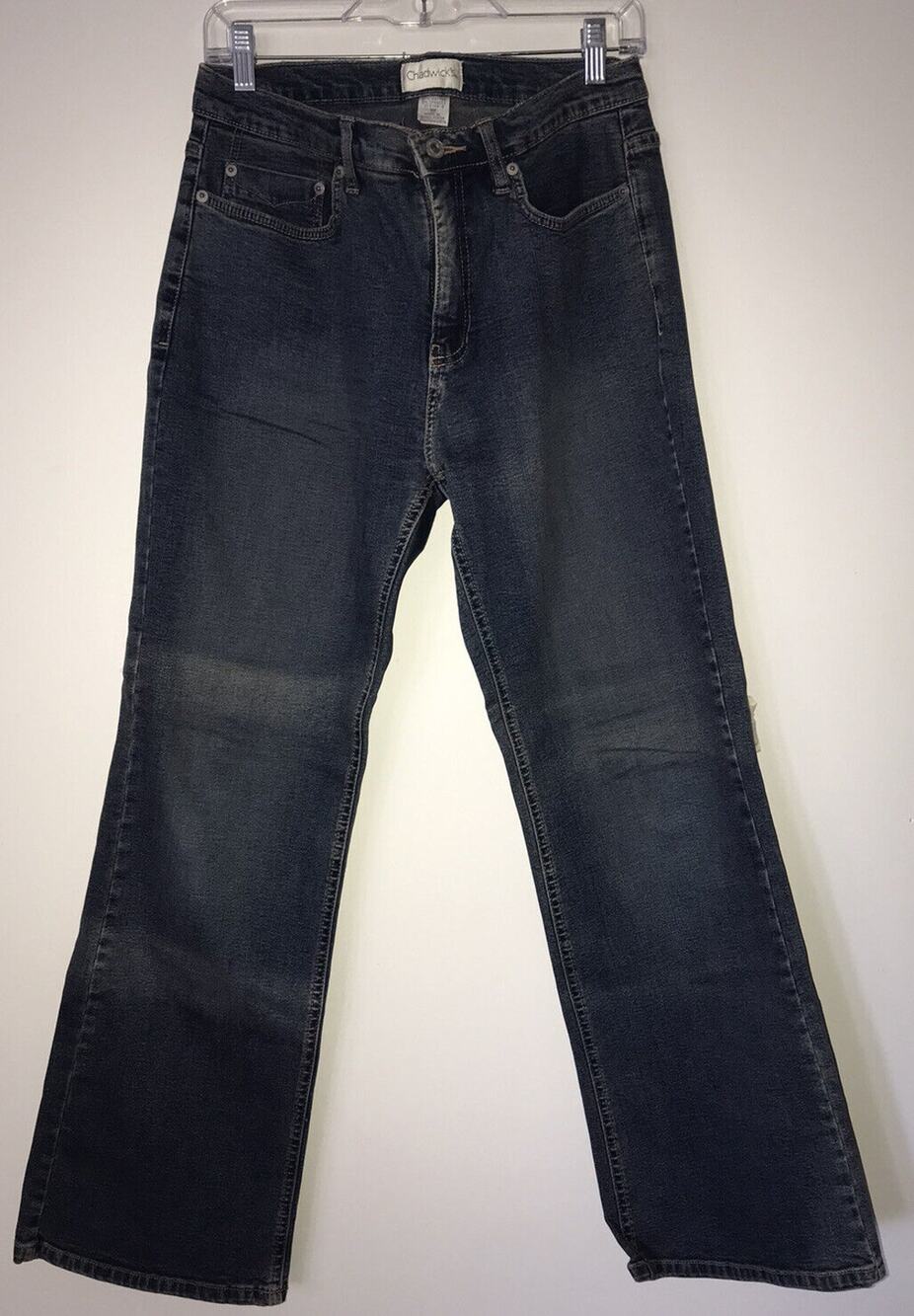 Chadwick's Mom Jeans Women's Relaxed Fit Flared Leg Stretch Medium Wash Size 12